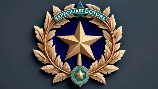 Prompt: An insignia for specialist doctors having a leave wreath,star and creacent
