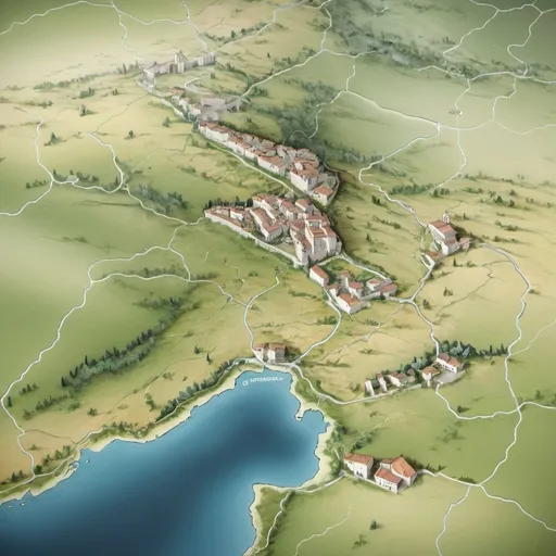 Prompt: Create an accurate depiction of the Molise region.Integrate Mythical Elements: Include subtle references to Atlantis within the landscape.Employ contemporary artistic techniques to infuse the map with a modern aesthetic.

