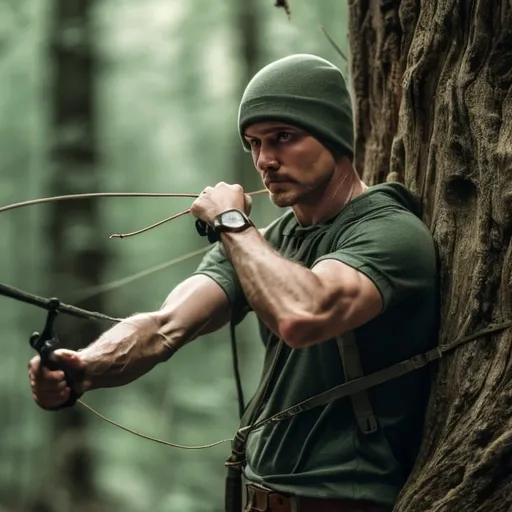 Prompt: A closeup of archer man in forest landscape, film grain, blur, high detail image, sharp image, intricate detail, high quality, realistic, Photography, Photoshoot, Ultra-Wide Angle, Depth of Field, Tilt Blur, 32k, Super-Resolution, Megapixel, ProPhoto, insanely detailed and intricate, hypermaximalist, elegant, hyper realistic, super detailed, photography, 8k, RAW photo, 8k uhd, dslr, soft lighting, high quality, film grain, photorealistic image 