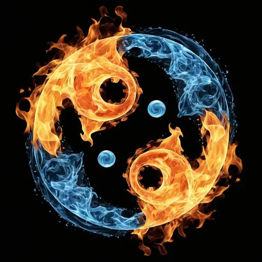Prompt: a fire and water yin yang symbol on a black background photo by shutterstocker / shutterstocker, An Zhengwen, abstract illusionism, symmetrical balance, a raytraced image