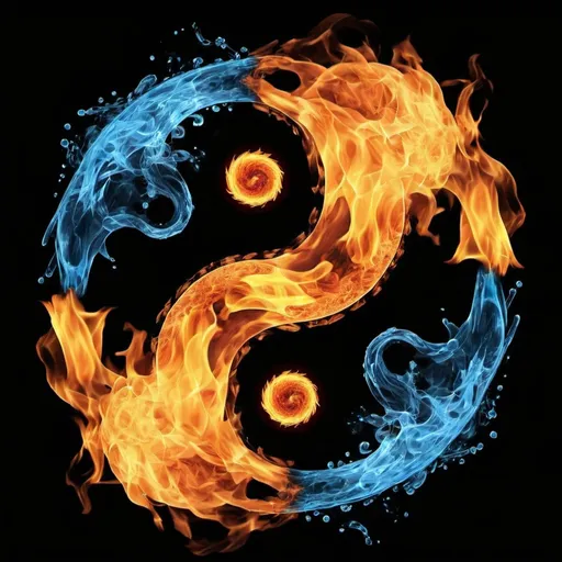 Prompt: a fire and water yin yang symbol on a black background photo by shutterstocker / shutterstocker, An Zhengwen, abstract illusionism, symmetrical balance, a raytraced image