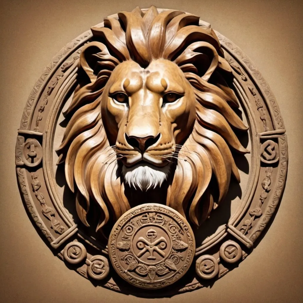 Prompt: LION HOLDING SYMBOLS