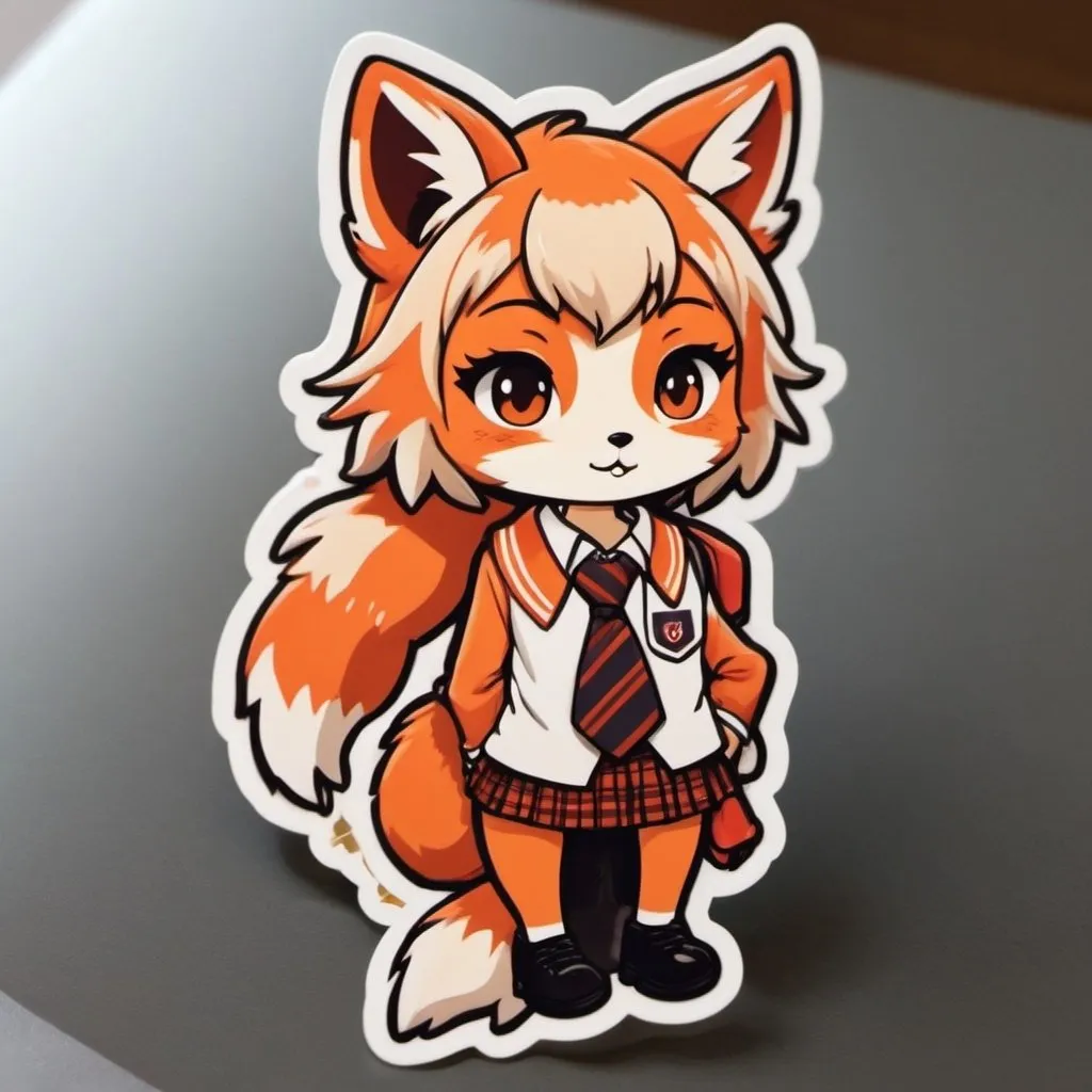 Prompt: I would like a female fox wearing a school uniform
