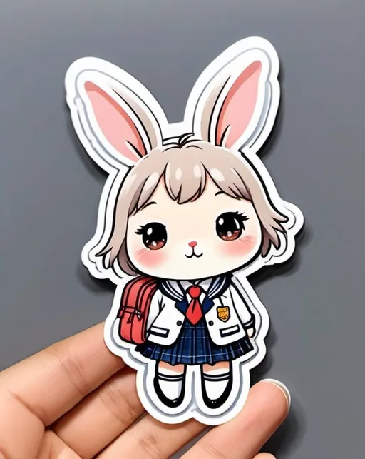 Prompt: kawaii bunny wearing a school uniform