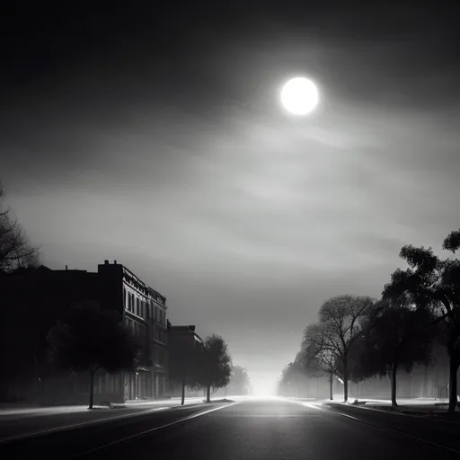 Prompt: black white monotone city