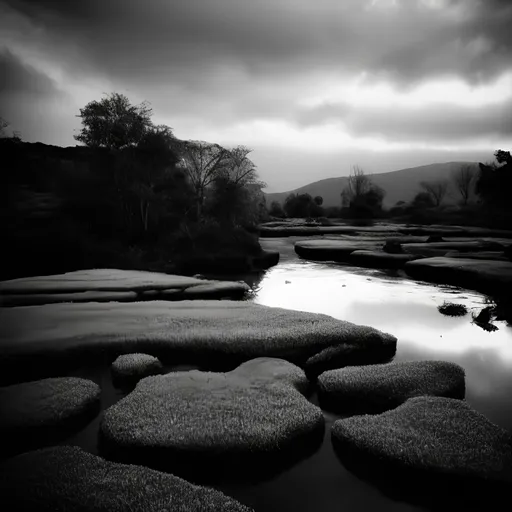 Prompt: black white monotone nature