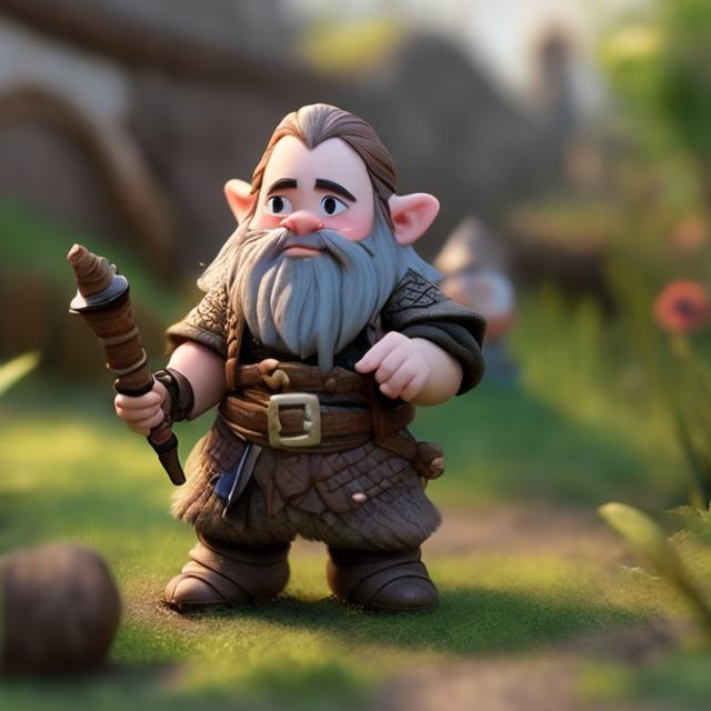 Prompt: A young dwarf who is looking for his little friend 
