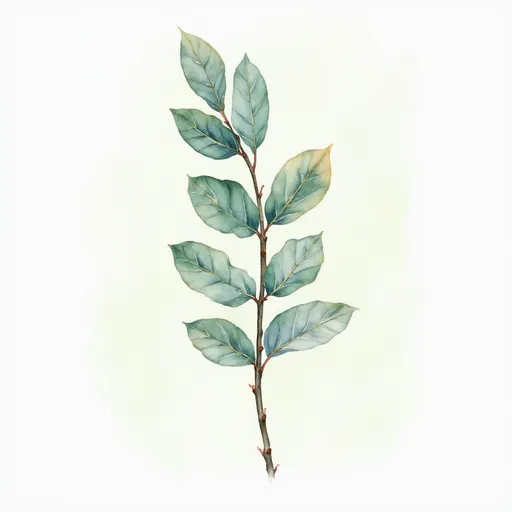 Prompt: watercolor image of eucalyptus with long stem that looks real
