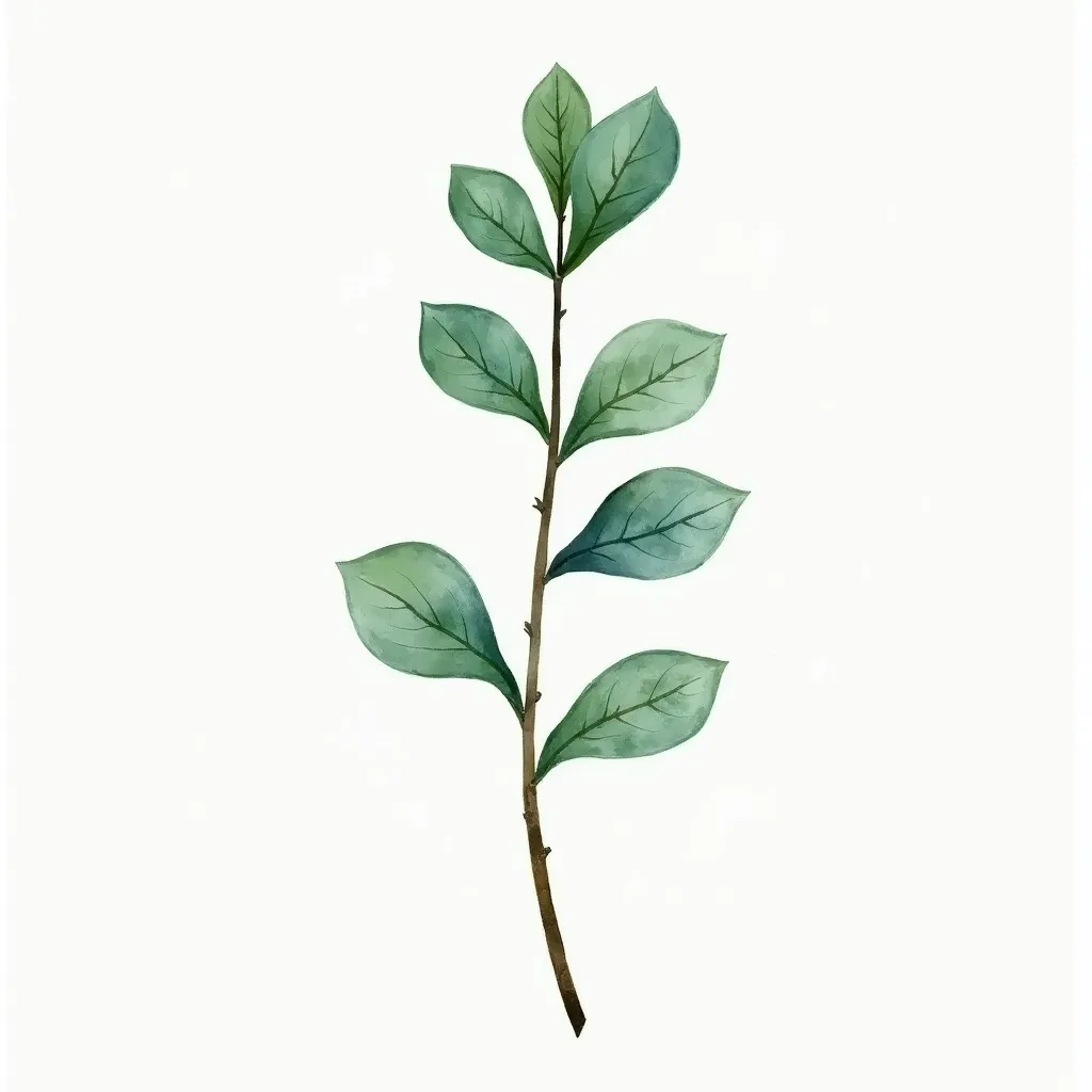 Prompt: watercolor image of eucalyptus with long stem that looks real
