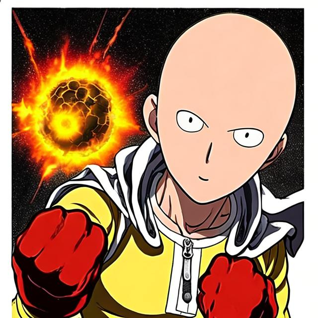 Prompt: one punch man punching a Meteor
