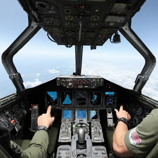 Prompt: military equipment, 비행기,flight,detail cockpit,f15k,ufc,hud,stick,throttle