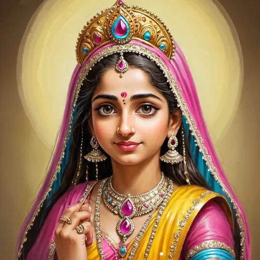 Prompt: Create radha image radha age will be 2 year  child create in godly artwork