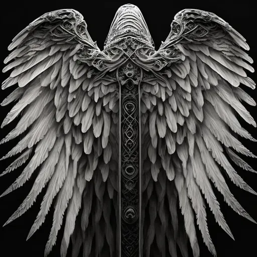 Prompt: Dominion, multiple intricate wings with eyes, black and white, high-res, heavenly, mystic, celestial, multiple detailed eyes on wings, detailed feathers, ancient, powerful, heavenly, astral being, Catholic, biblical, realism, multiple wings