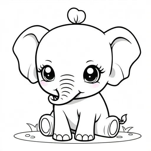 Prompt: Chibii elephant coloring page