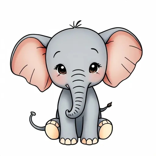 Prompt: Chibii elephant colored image