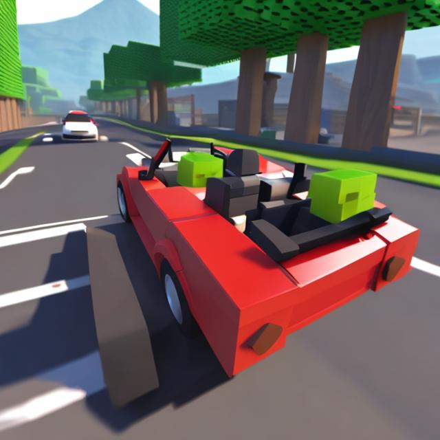 Prompt: Roblox bacon driving a car