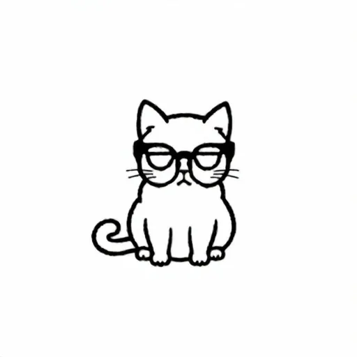 Prompt: minimal, black cat with attitude, wearing glassws