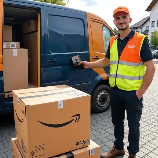 Prompt: Albanian post driver with amazon  in Germany