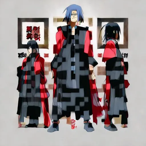 Prompt: itachi uchiya standing in middle