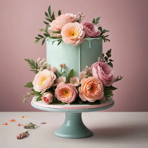 Prompt: create birthday cake with floral decoration