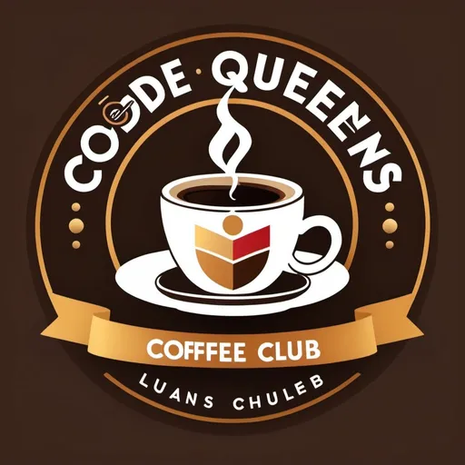 Prompt: A logo for a meetup group called " Code Queens Coffee Club: Tech Talk and Laughs"