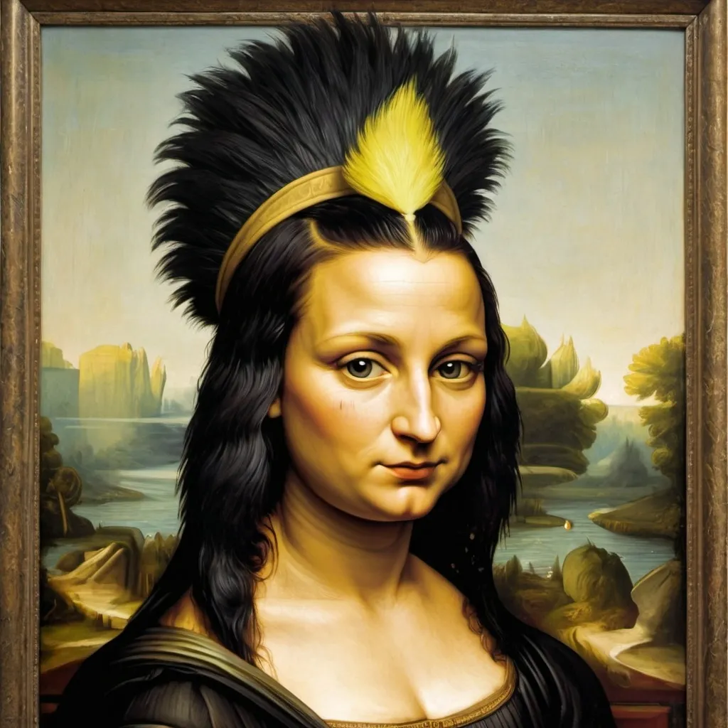 Prompt: a mona lisa with a mohawk