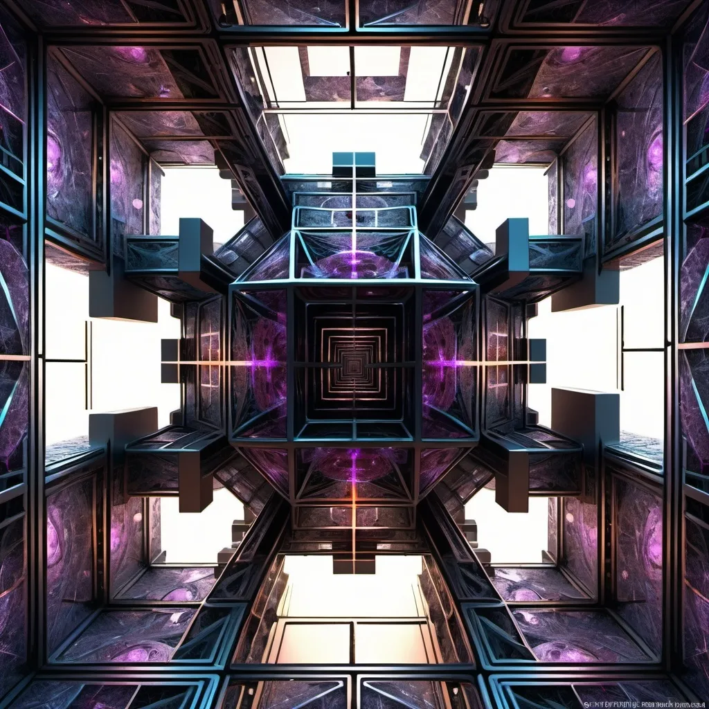 Prompt: 90^(3), they are entering the hypercube dimension((changing perspectives)), fractal,deep wiew,ultra high resolution,hyperdetailed, masterpiece, 3d modelling, abstract art, digital art.

