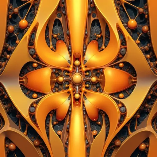 Prompt:  an intricate neural system made of chromed steel, titanium, vanadium and iron, dominant yellow and orange color tonality, growing on a fractal background, brilliant colours, masterpiece, highly detailed, 4k resolution,  3d modelling, digital art, abstract art, Pontormo art