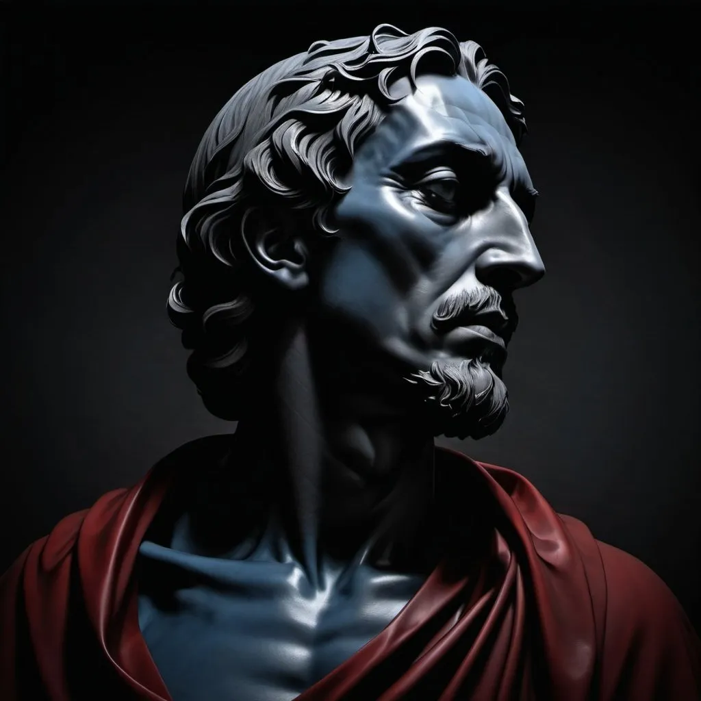 Prompt: 6×6×6, he's back from the dead, black, reddish grey ,red,dark grey and black blue,masterpiece, super detailed, 3d modelling, amazing dark image, cemetery scenario, abstract art, digital art, Caravaggio art 