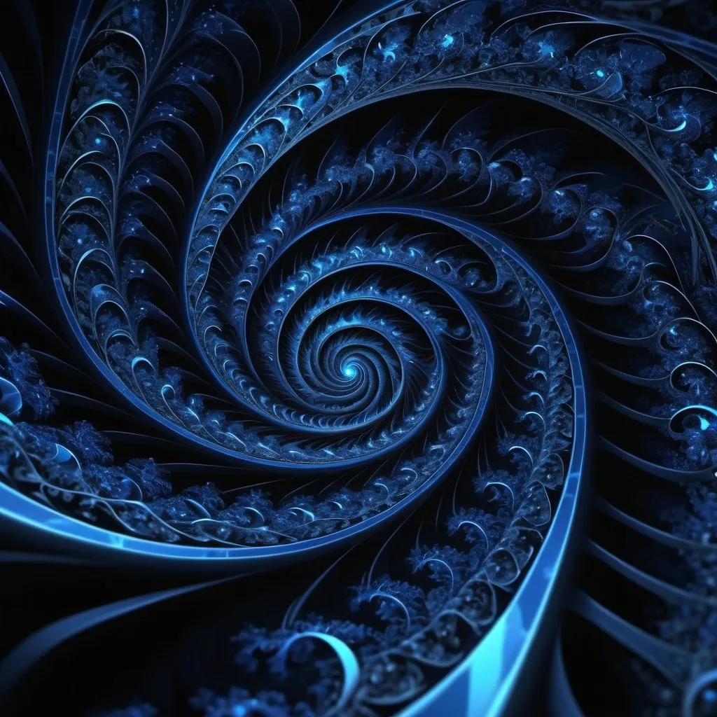 Prompt: π+400×22^(21),the Great One of the night of time, fractal, indigo, black, blue black and black rayed blue, administrative intelligence,4k resolution,hyperdetailed,masterpiece, 3d modelling, deep wiew,abstract art, digital art