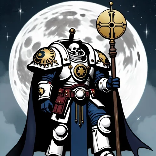 Prompt: A Warhammer 40k character who is the representation of the Moon tarot, digital art
