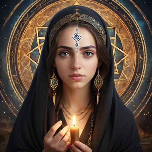 Prompt: A beautiful girl personifying the Kabbalistic concept of the sefira Binah, masterpiece, digital art