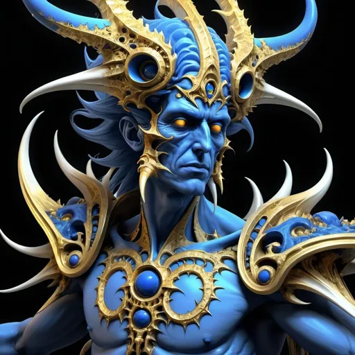 Prompt: Tzeentch in human form.((fractal)),((deep wiew)),photographic,ultra high resolution,hyperdetailed, masterpiece, 3d modelling, digital art, Caravaggio art.
