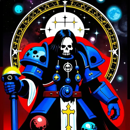 Prompt: A Warhammer 40k character who is the representation of the Universe tarot, digital art
