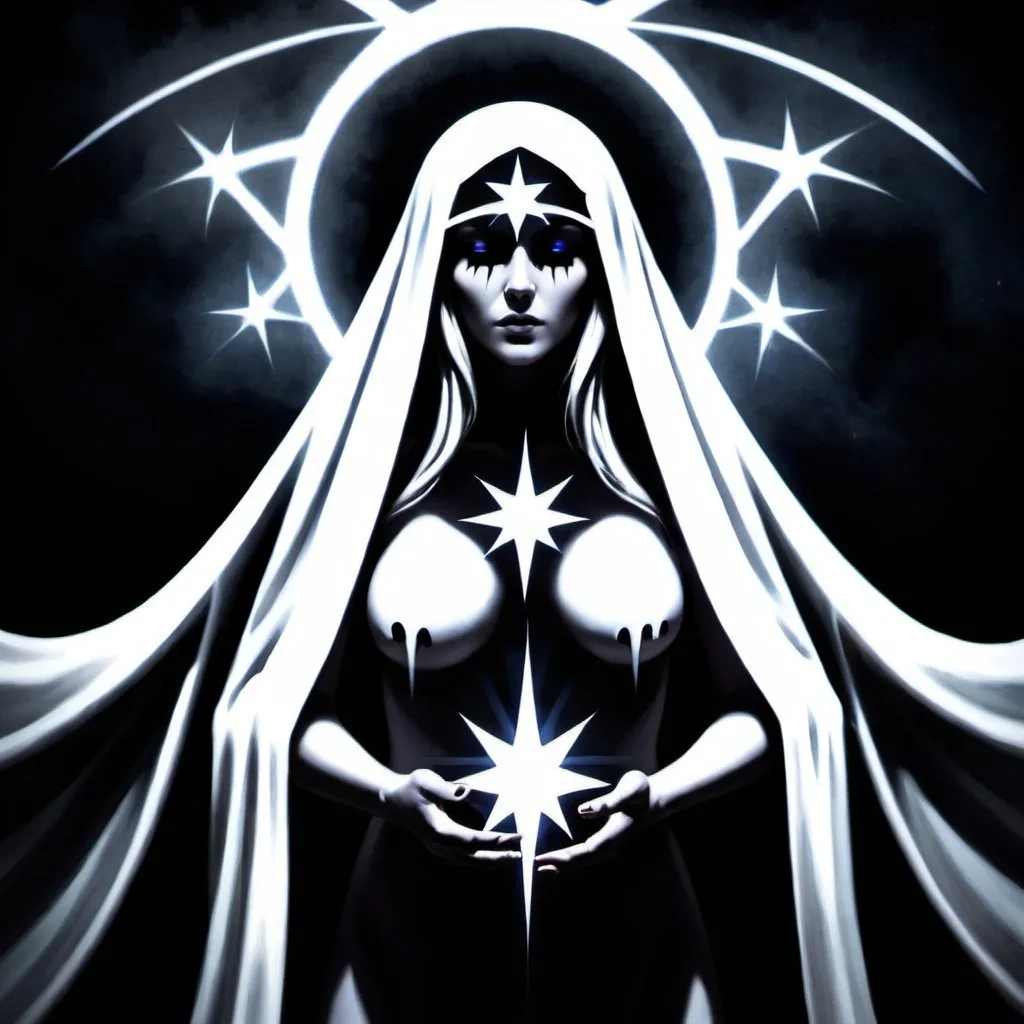 Prompt: A Ghost, the Priestess of the Silver Star, the High Priestess