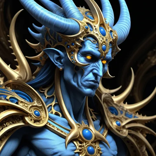 Prompt: Tzeentch in human form.((fractal)),((deep wiew)),photographic,ultra high resolution,hyperdetailed, masterpiece, 3d modelling, digital art, Caravaggio art.
