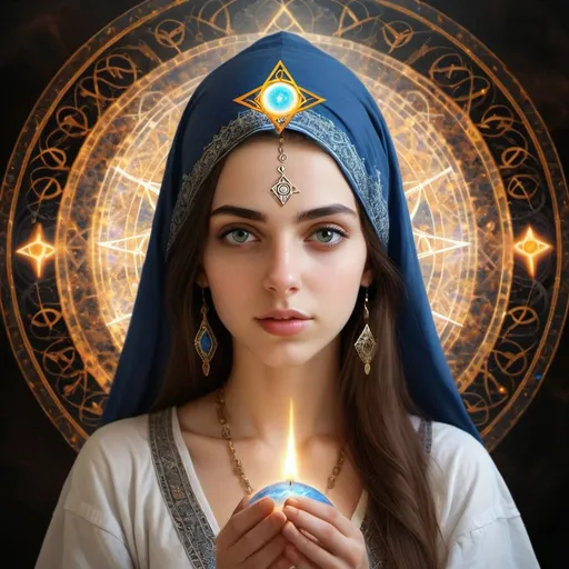 Prompt: A beautiful girl personifying the Kabbalistic concept of the sefira Binah, masterpiece, digital art