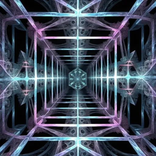 Prompt: 90^(3), they are entering the hypercube dimension((changing perspectives)), fractal,deep wiew,ultra high resolution,hyperdetailed, masterpiece, 3d modelling, abstract art, digital art.