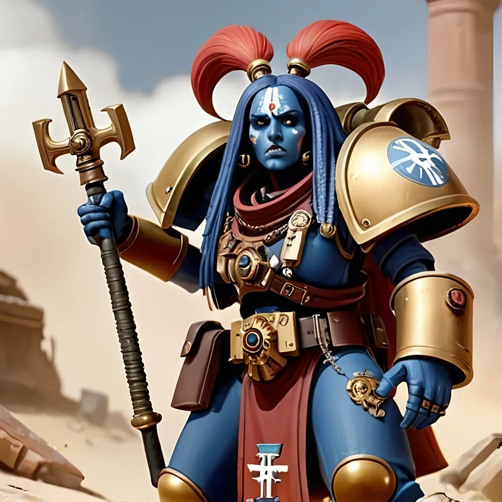 Prompt: A Warhammer 40k character personifying the Kabbalistic concept of the sefira Tipheret,  in battlefield action