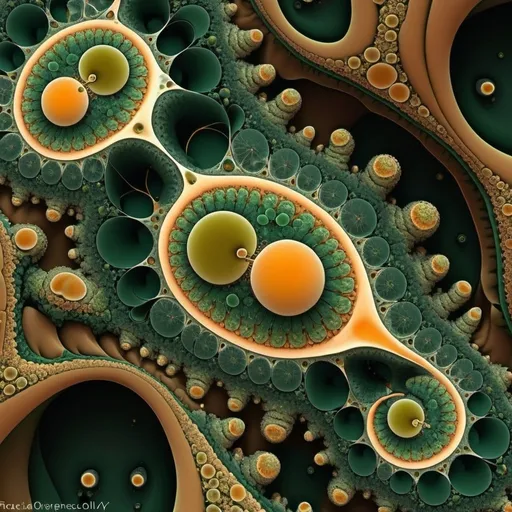 Prompt: 17+√(777×tan(17+17), fractal, nurgle,dark green, yellow greenish and pale orange, organic matter, cellular colony, deep wiew,4k resolution,hyperdetailed, masterpiece, 3d modelling, abstract art, digital art