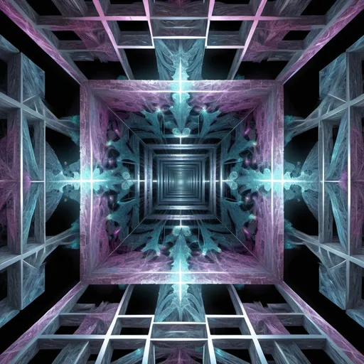 Prompt: 90^(3), they are entering the hypercube dimension((changing perspectives)), fractal,deep wiew,ultra high resolution,hyperdetailed, masterpiece, 3d modelling, abstract art, digital art.