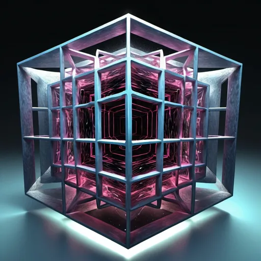 Prompt: 90^(3), they are entering the hypercube dimension((changing perspectives)),deep wiew,ultra high resolution,hyperdetailed, masterpiece, 3d modelling, abstract art, digital art.

