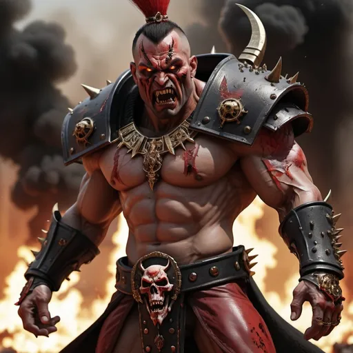 Prompt:  Khorne as a modern everyday man,displaying his own power. ((conflict, destruction,rage,warmaster)),((black, red, golden brass)),(( Full figure wiew)). ((Three quarter wiew)).((deep wiew)),modern suburbs scenario background,photographic,ultra high resolution,hyperdetailed, masterpiece, 3d modelling, digital art.