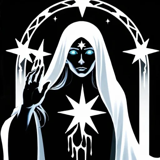 Prompt: A Ghost, the Priestess of the Silver Star, the High Priestess