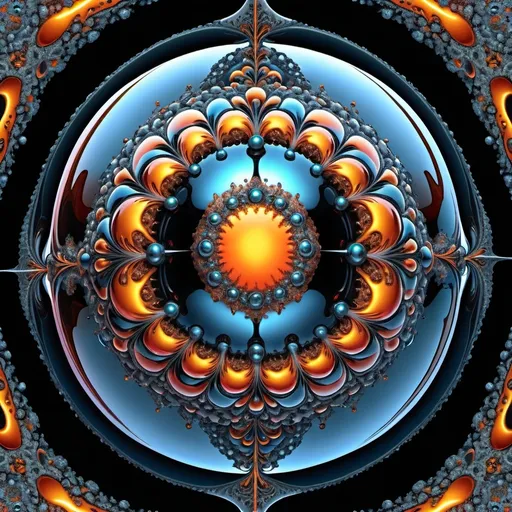 Prompt: A globular mass made of liquid steel is growing like an organic being, altar of madness, 999×√(9)+9^(2)×π, fractal, hyperdetailed, ultra high resolution, masterpiece, bright colours, digital art, abstract art.