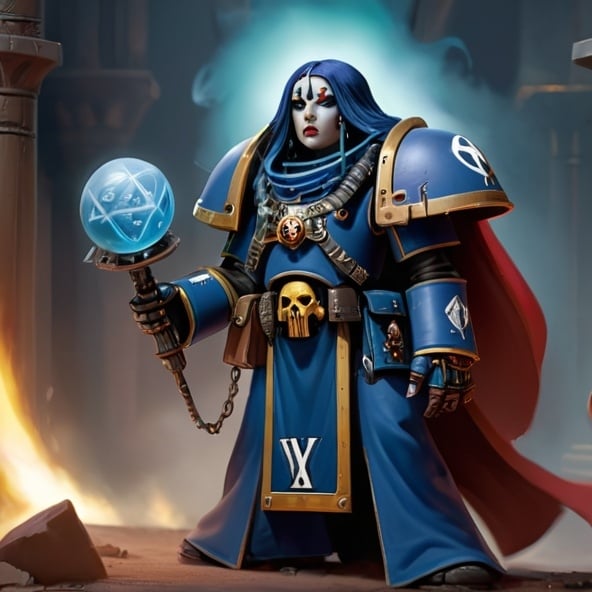 Prompt: A Warhammer 40k character personifying the Kabbalistic concept of the sefira Yesod