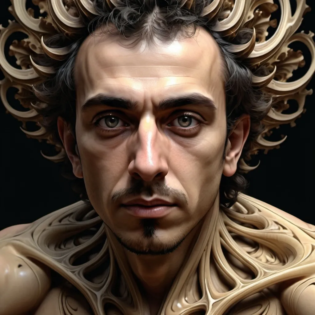 Prompt: Slaneesh in human form.((fractal)),((deep wiew)),photographic,ultra high resolution,hyperdetailed, masterpiece, 3d modelling, digital art, Caravaggio art.
