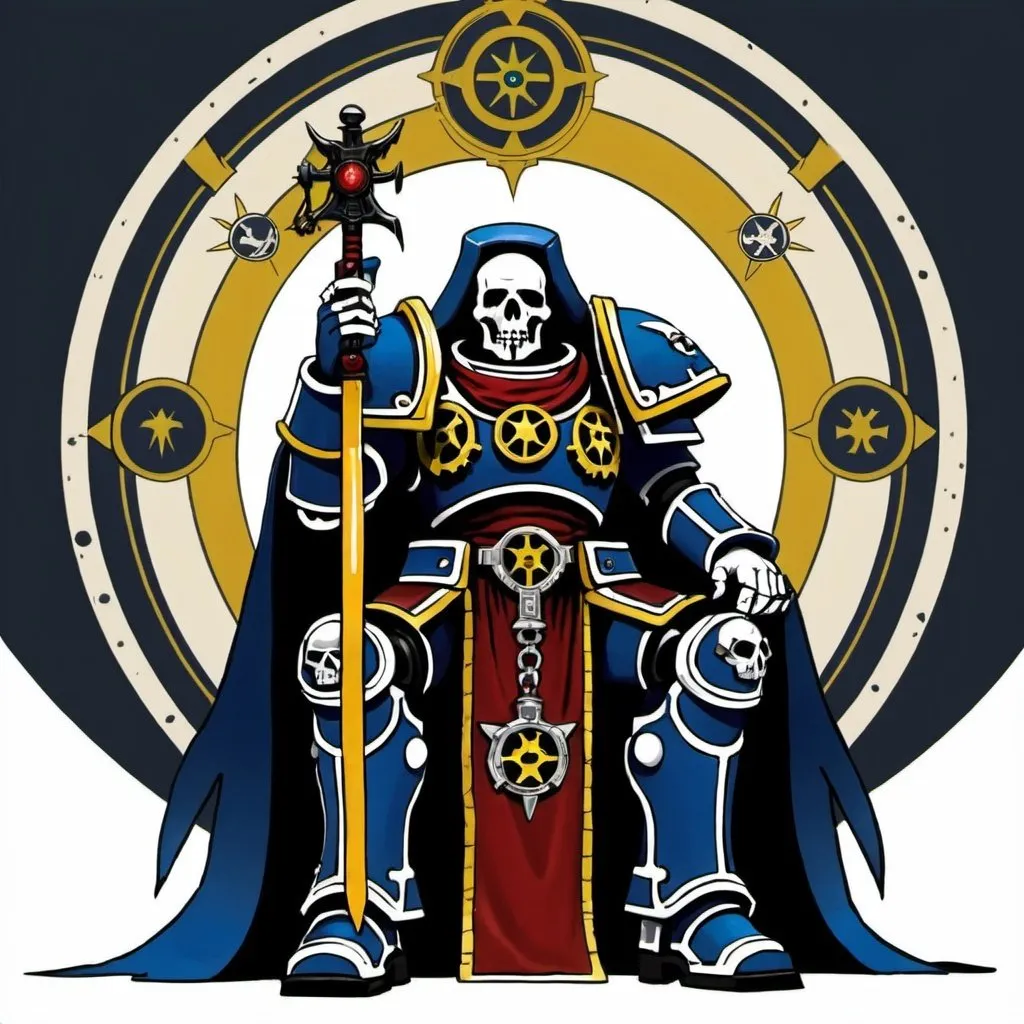 Prompt: A Warhammer 40k character who is the representation of the Judgement tarot, digital art