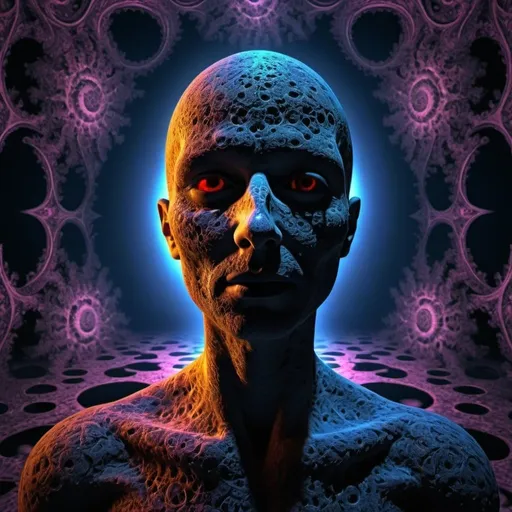 Prompt: A faceless shadow
A blinded fool
Lost in the twilight zone
Dream or madness
Heaven or hell
A riddle the key to the spell
I am born
Still I'm no more
A dying illusion
In the dream I am fading, growing on a fractal background, brilliant colours, masterpiece, highly detailed, 4k resolution,  3d modelling, digital art