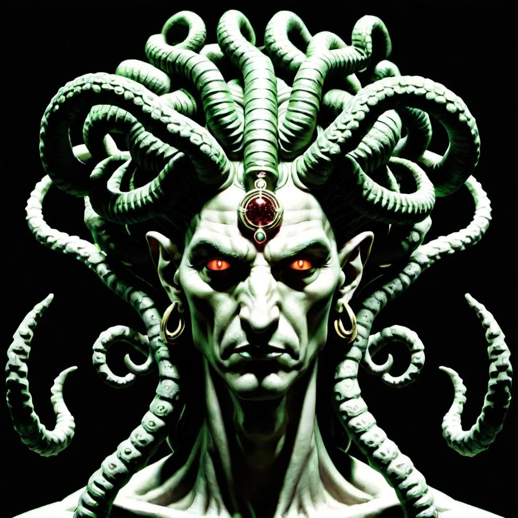 Prompt: A Gorgon, the Magus of the Eternal, the Hierophant